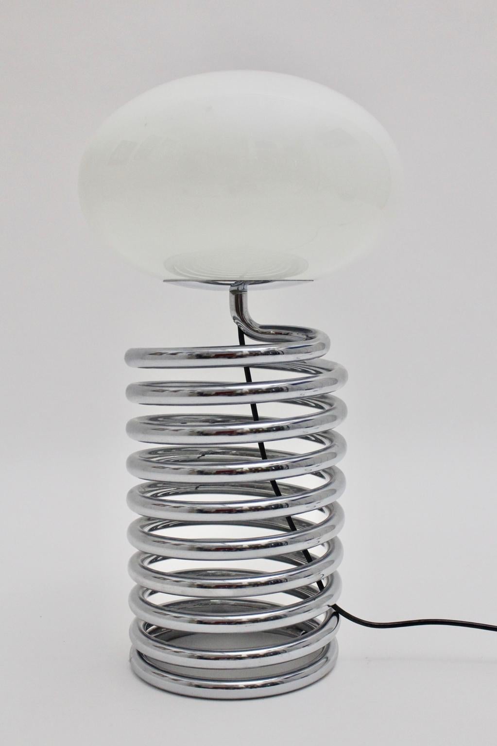 Mid-Century Modern Vintage Chromed Glass Table Lamp by Ingo Maurer 1968, Germany For Sale 5