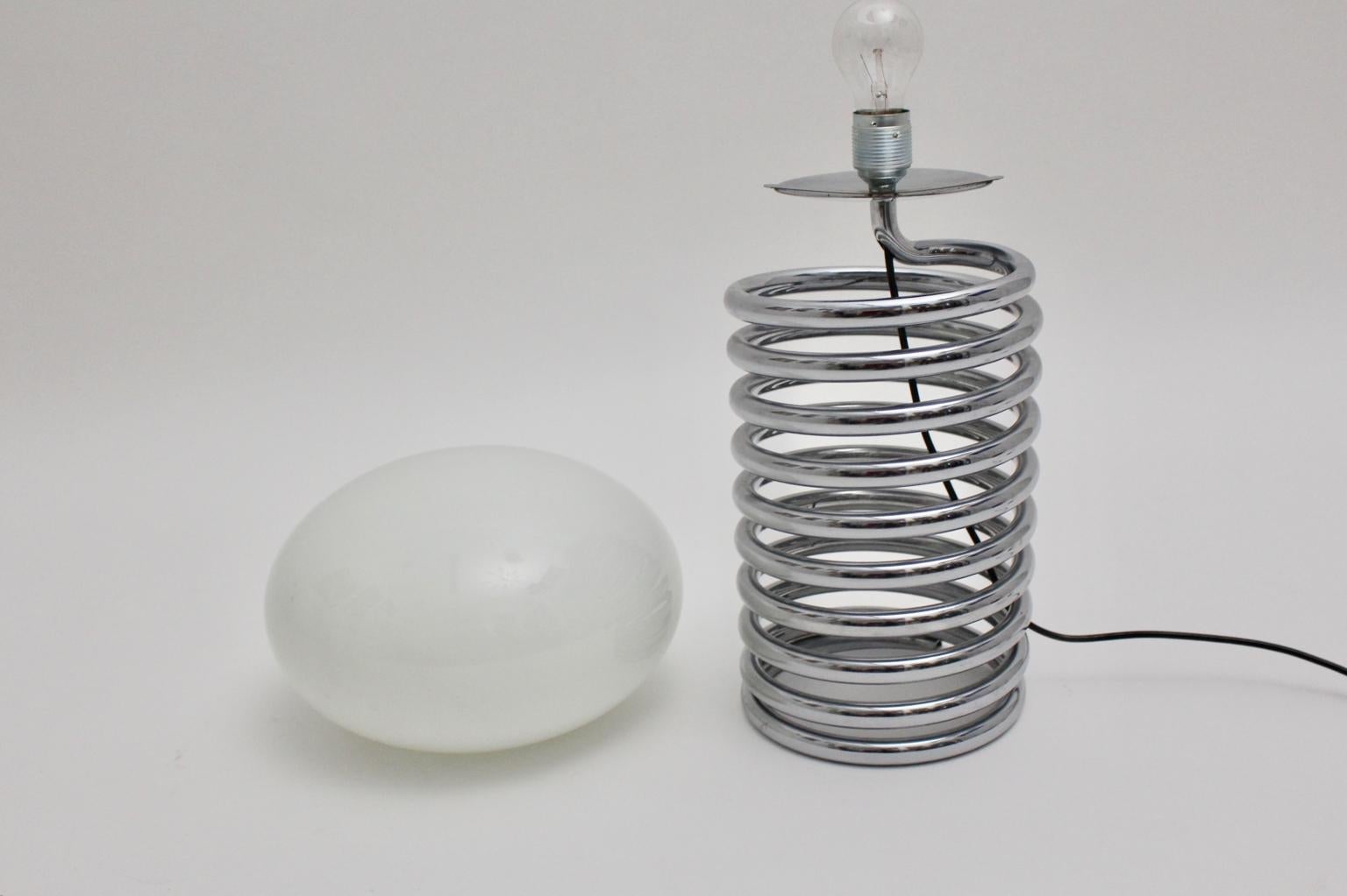 Mid-Century Modern Vintage Chromed Glass Table Lamp by Ingo Maurer 1968, Germany For Sale 7