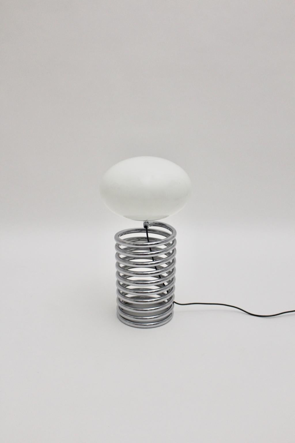Mid-20th Century Mid-Century Modern Vintage Chromed Glass Table Lamp by Ingo Maurer 1968, Germany For Sale
