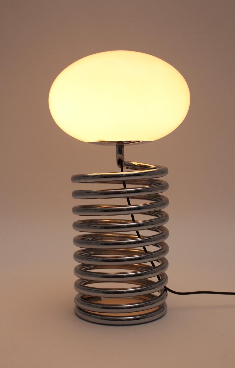 Mid-Century Modern Vintage Chromed Glass Table Lamp by Ingo Maurer 1968, Germany For Sale 2