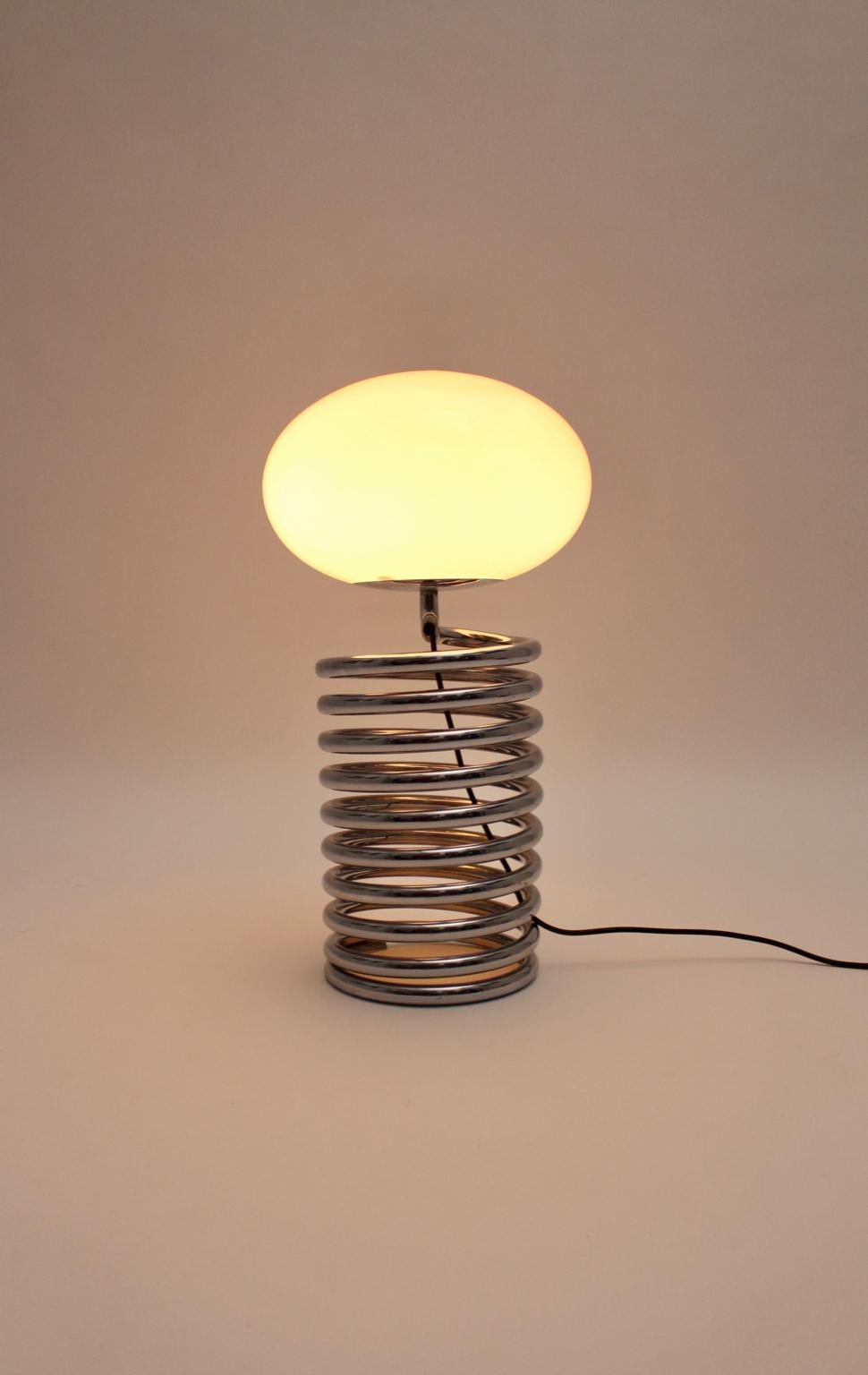Mid-Century Modern Vintage Chromed Glass Table Lamp by Ingo Maurer 1968, Germany For Sale 3
