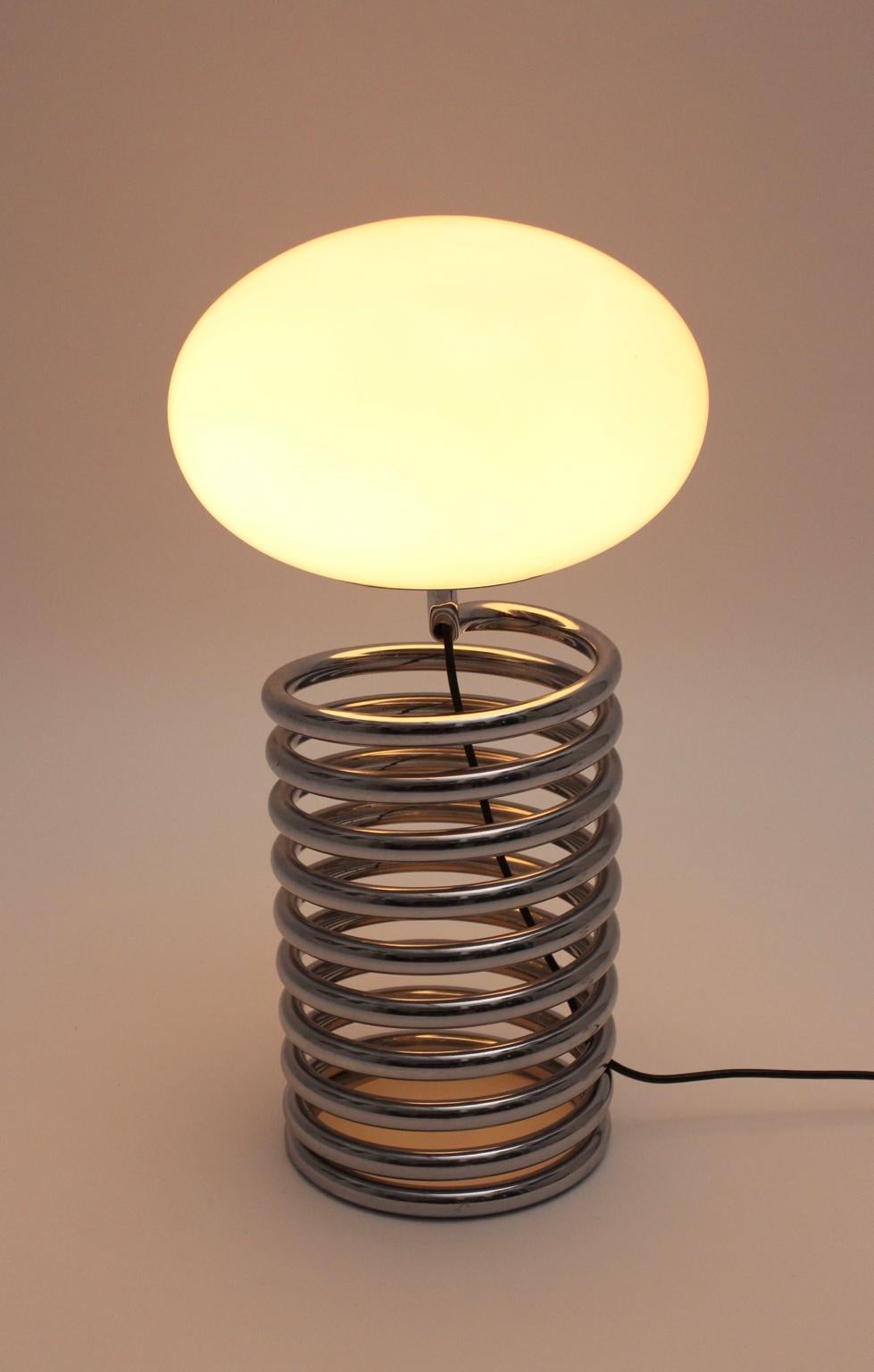 Mid-Century Modern Vintage Chromed Glass Table Lamp by Ingo Maurer 1968, Germany For Sale 4