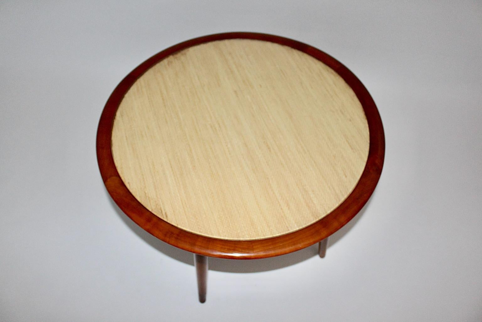 Mid-Century Modern Vintage Circular Cherry Coffee Table Side Table Max Kment For Sale 2