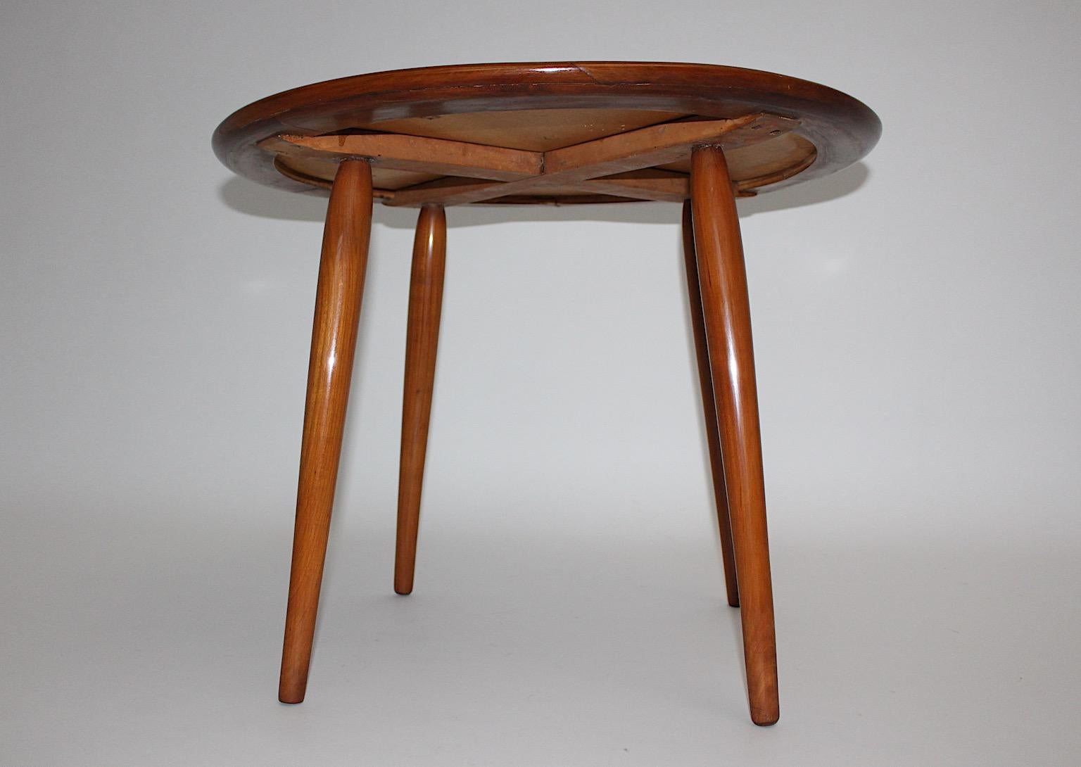 Mid-Century Modern Vintage Circular Cherry Coffee Table Side Table Max Kment For Sale 6