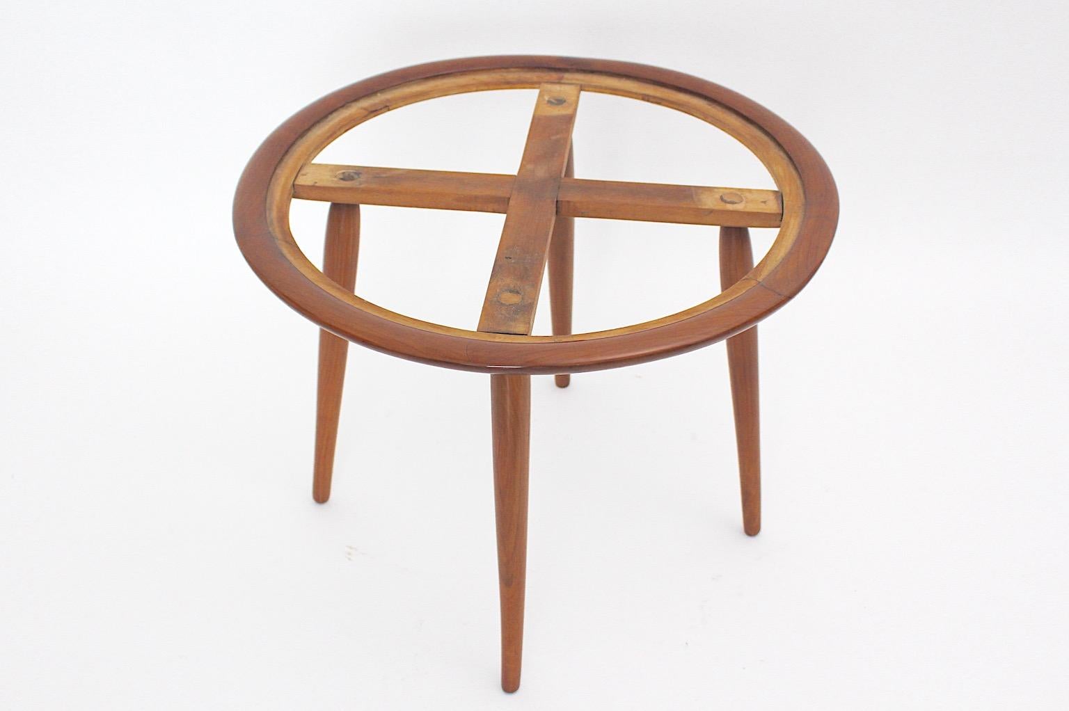 Mid-Century Modern Vintage Circular Cherry Coffee Table Side Table Max Kment For Sale 7