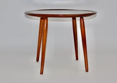 Mid-Century Modern Vintage Circular Cherry Coffee Table Side Table Max Kment