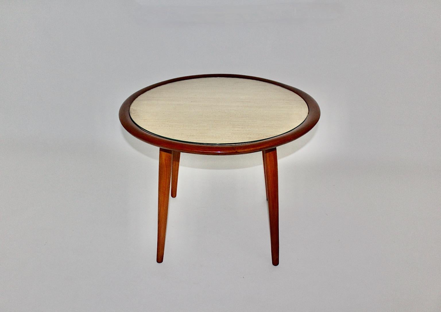 Austrian Mid-Century Modern Vintage Circular Cherry Coffee Table Side Table Max Kment For Sale