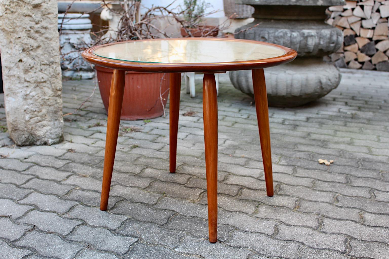 Mid-Century Modern Vintage Circular Cherry Coffee Table Side Table Max Kment For Sale 1
