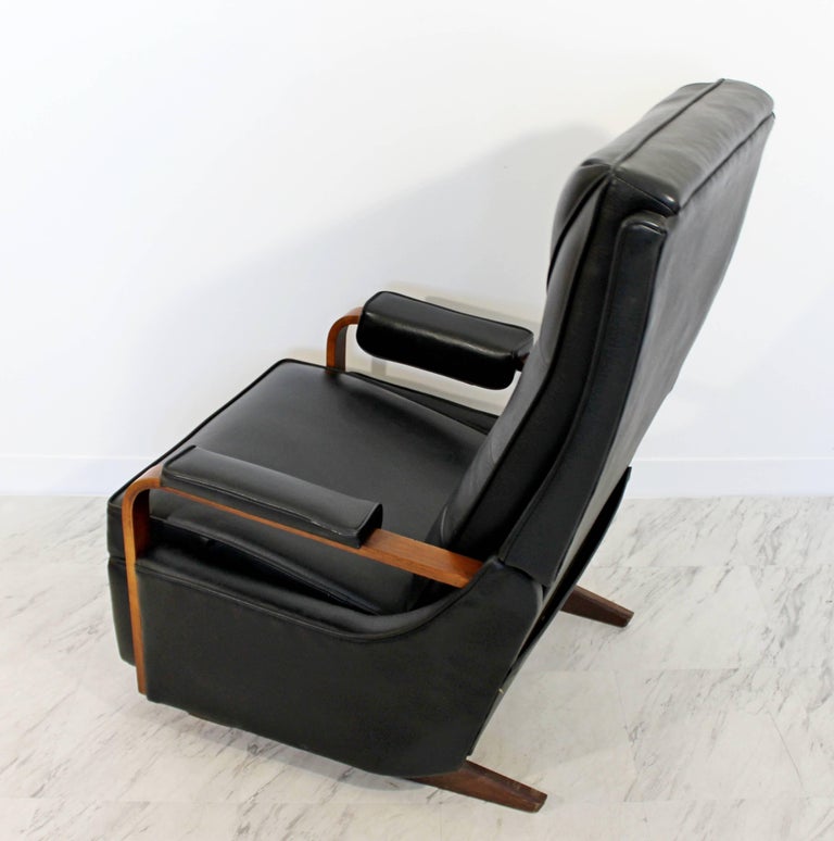 MidCentury Modern Vintage Classic Lazy Boy Rocker Recliner Walnut Leather 1960s at 1stDibs