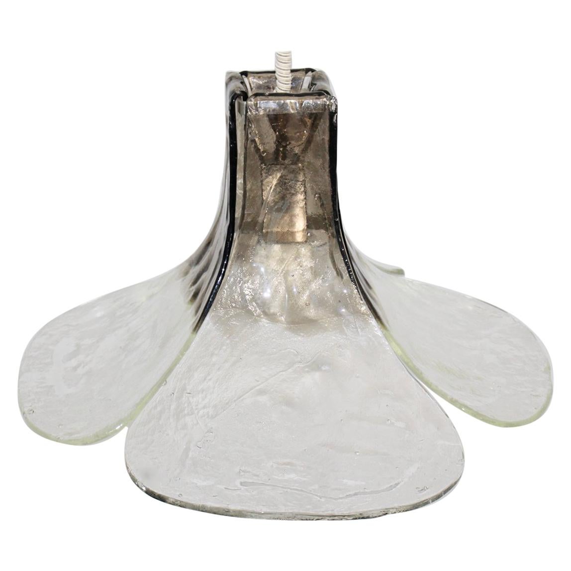 Lampadario a fiori in vetro grigio trasparente, anni '60, Italia in vendita