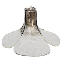 Mid-Century Modern Vintage Clear Grey Glass Flower Chandelier, 1960s, Italy