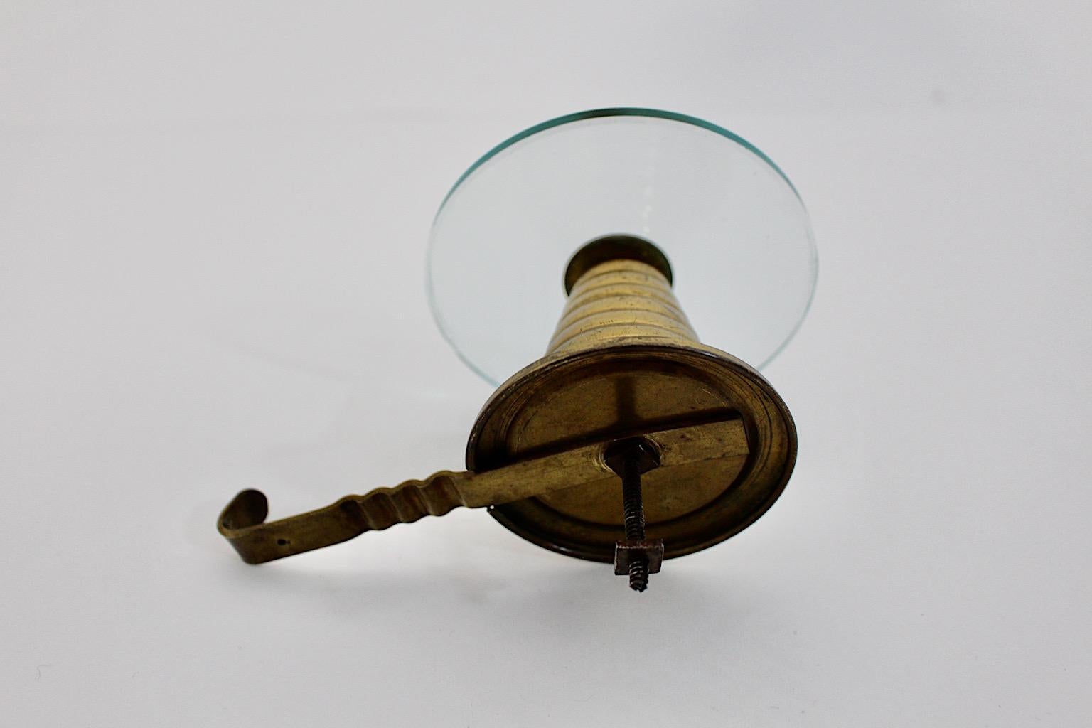 Mid-Century Modern Vintage Coat Hook Glass Brass Attributed Fontana Arte, 1950s For Sale 7