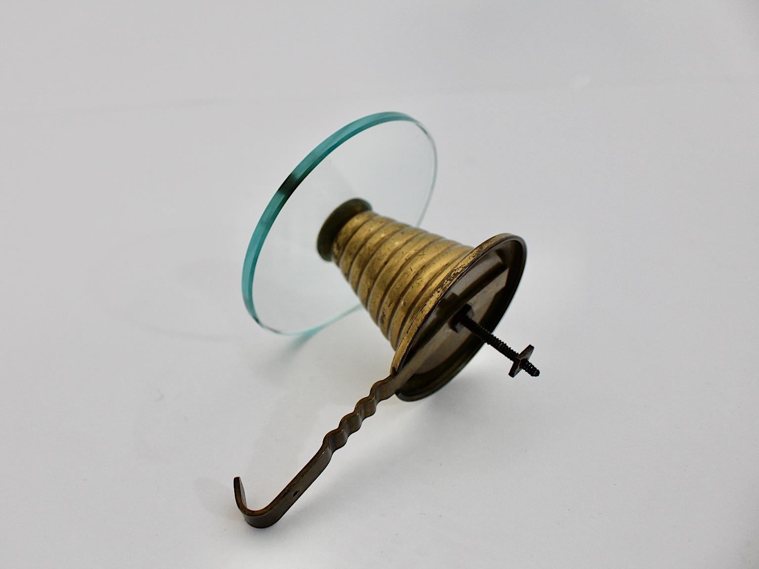Mid-Century Modern Vintage Coat Hook Glass Brass Attributed Fontana Arte, 1950s For Sale 8