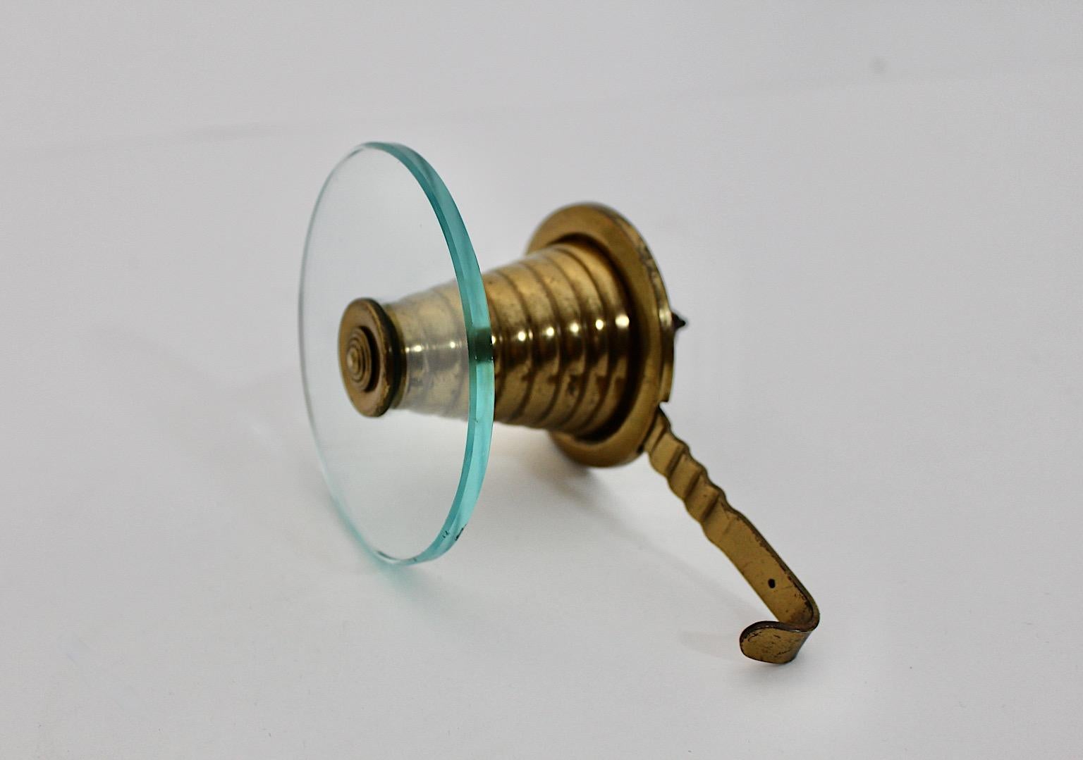 Mid-Century Modern Vintage Coat Hook Glass Brass Attributed Fontana Arte, 1950s For Sale 9