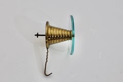 Mid-Century Modern Vintage Coat Hook Glass Brass Attributed Fontana Arte, 1950s