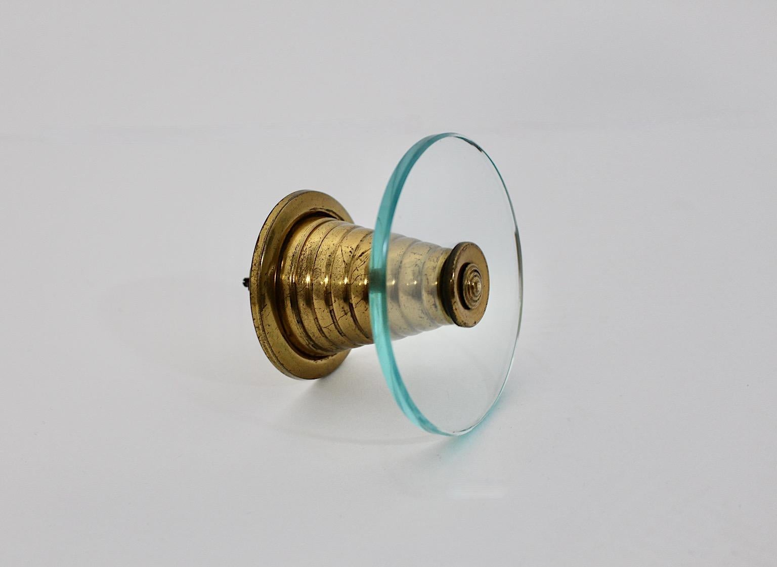 Mid-Century Modern Vintage Coat Hook Glass Brass Attributed Fontana Arte, 1950s 2