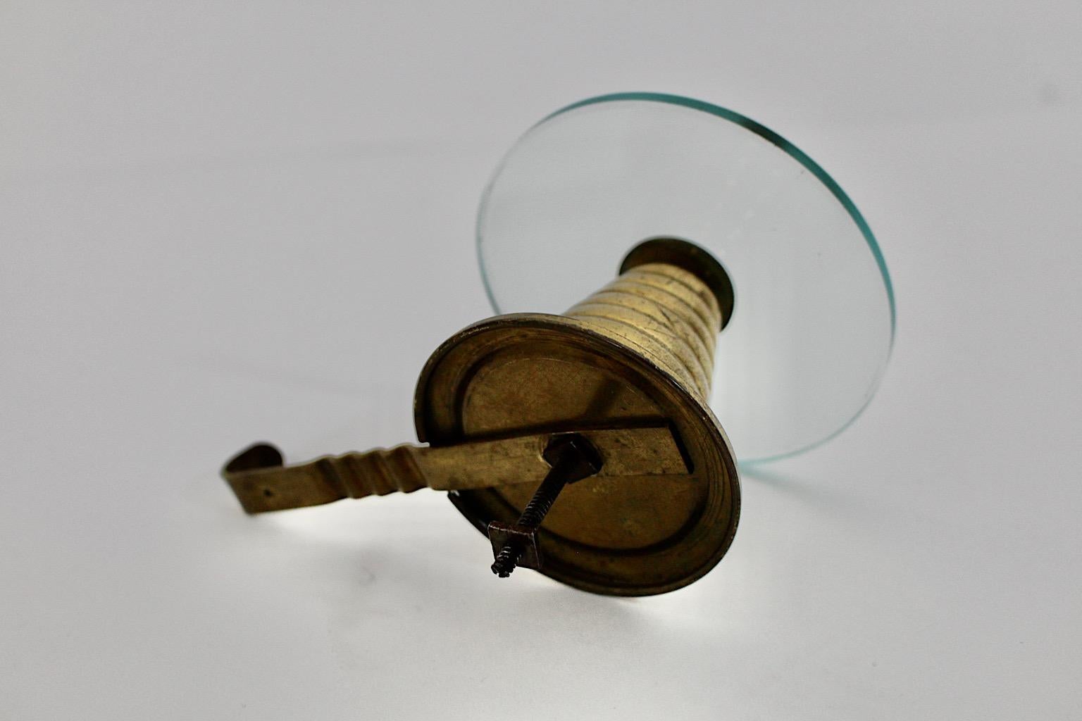 Mid-Century Modern Vintage Coat Hook Glass Brass Attributed Fontana Arte, 1950s For Sale 3