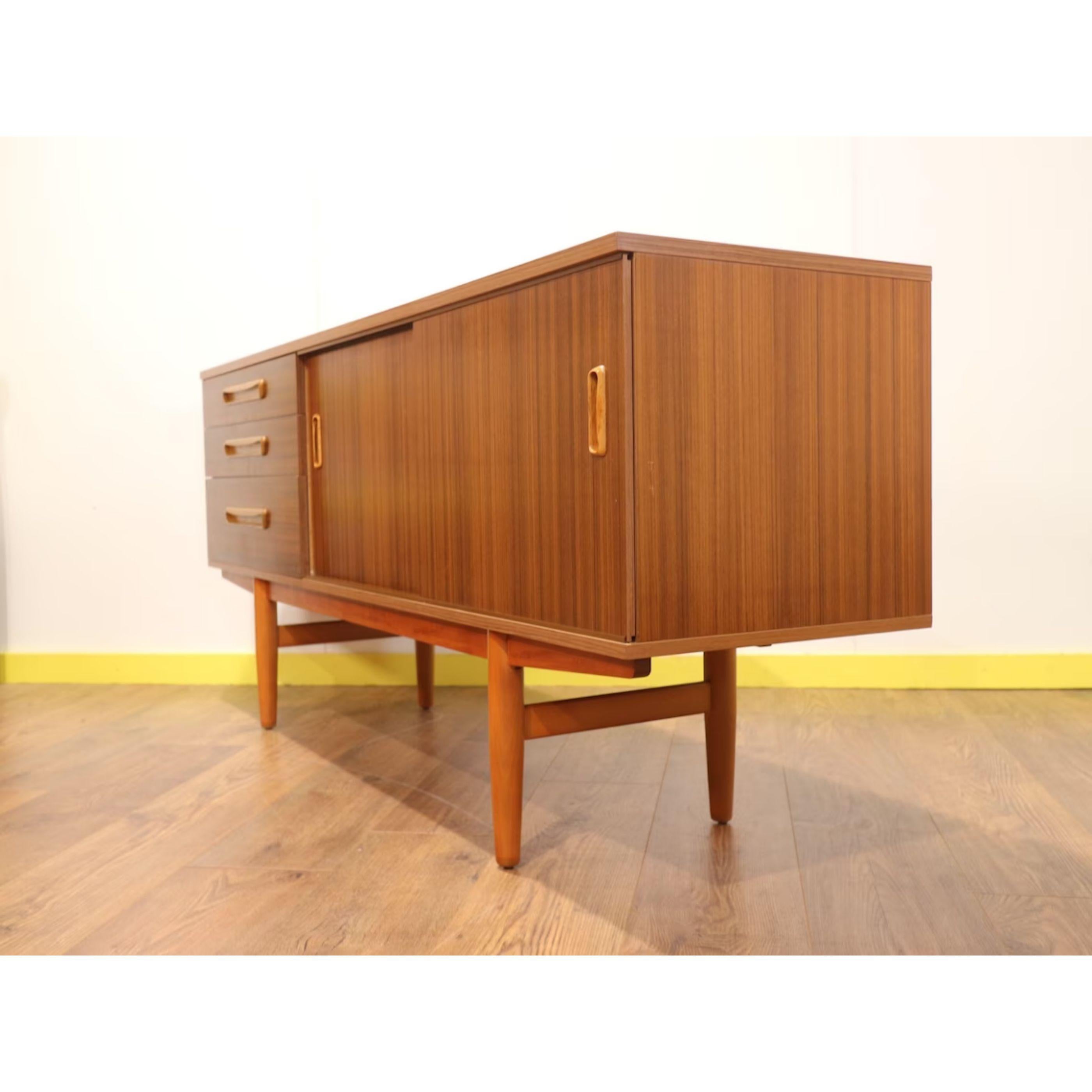 English Mid-Century Modern Vintage Credenza Sideboard by Avalon Danish British G Plan