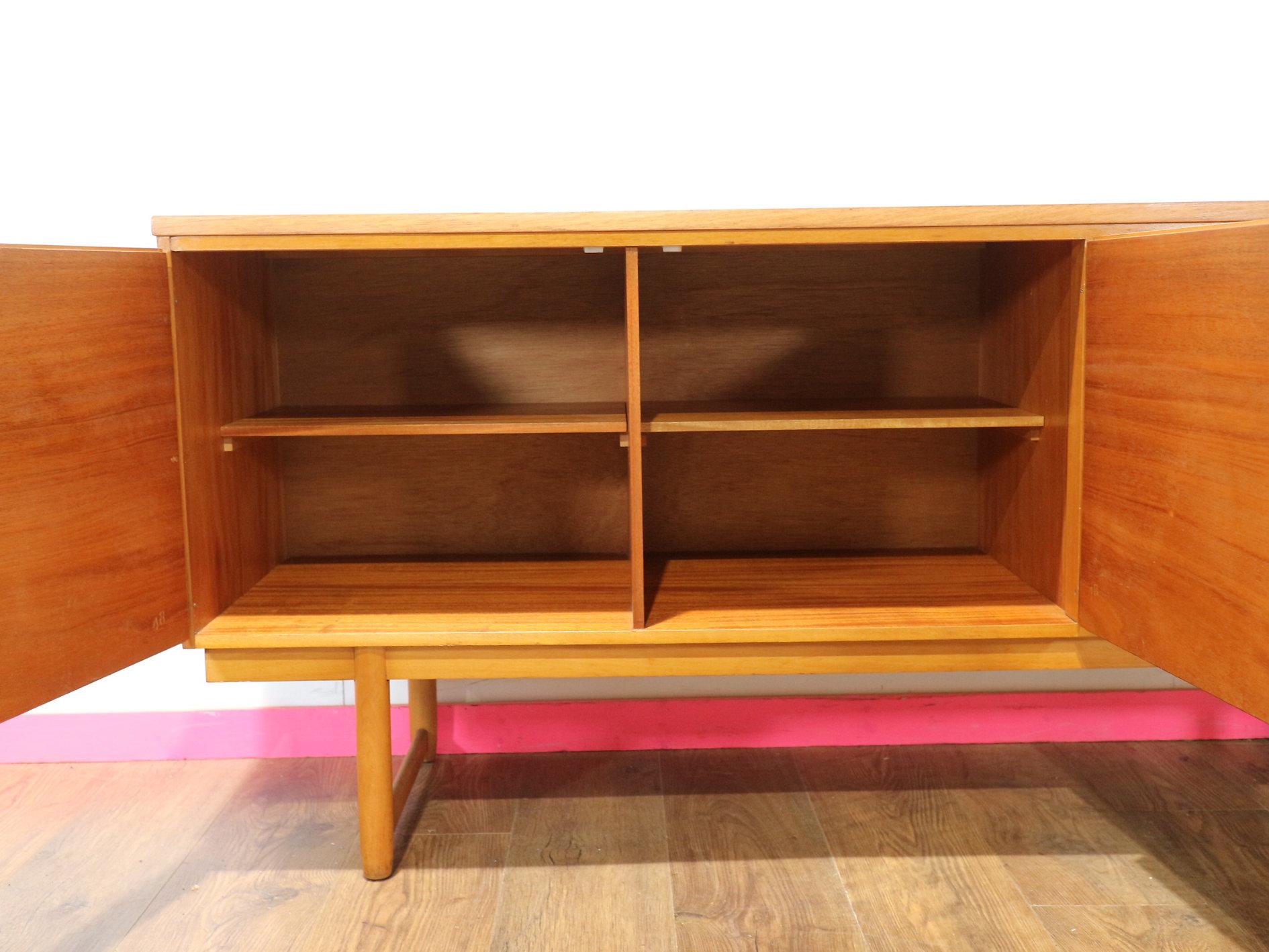Scandinavian Mid Century Modern Credenza, Hygge Floral Danish Modern Storage Cabinet
