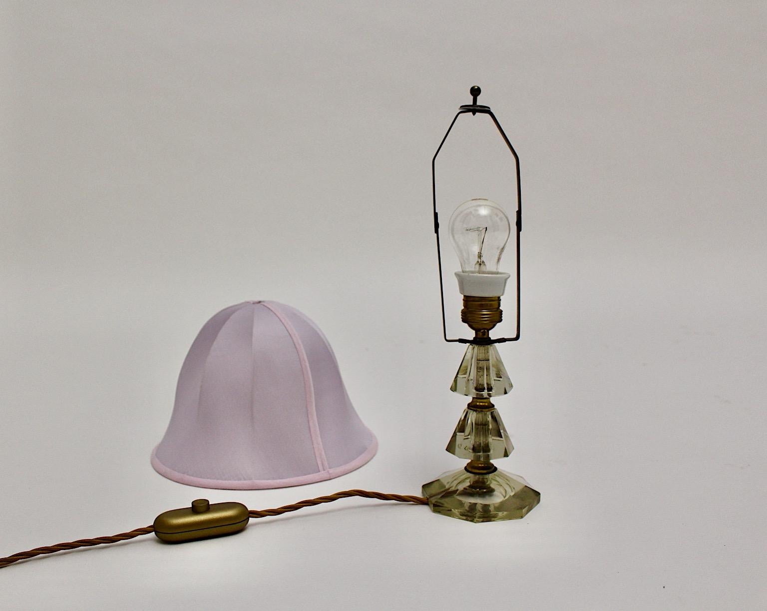 Mid Century Modern Vintage Cut Glass Brass Table Lamp Bakalowits 1950s Vienna For Sale 5