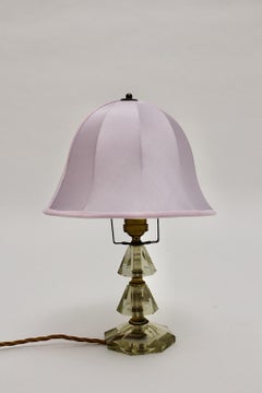 Mid Century Modern Vintage Cut Glass Brass Table Lamp Bakalowits 1950s Vienna