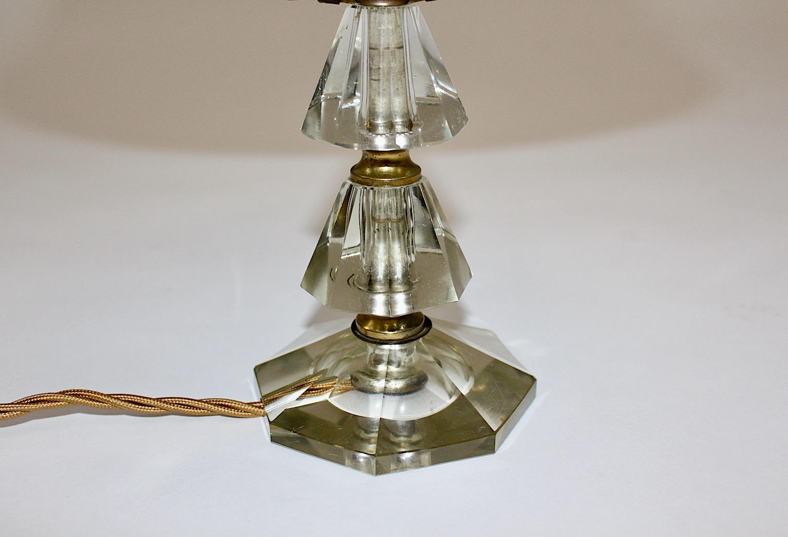 Mid Century Modern Vintage Cut Glass Brass Table Lamp Bakalowits 1950s Vienna For Sale 2