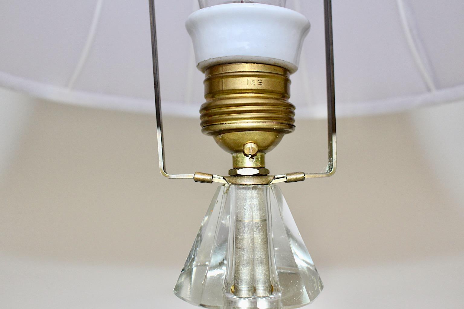 Mid Century Modern Vintage Cut Glass Brass Table Lamp Bakalowits 1950s Vienna For Sale 3