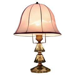 Mid Century Modern Vintage Cut Glass Brass Table Lamp Bakalowits 1950s Vienna