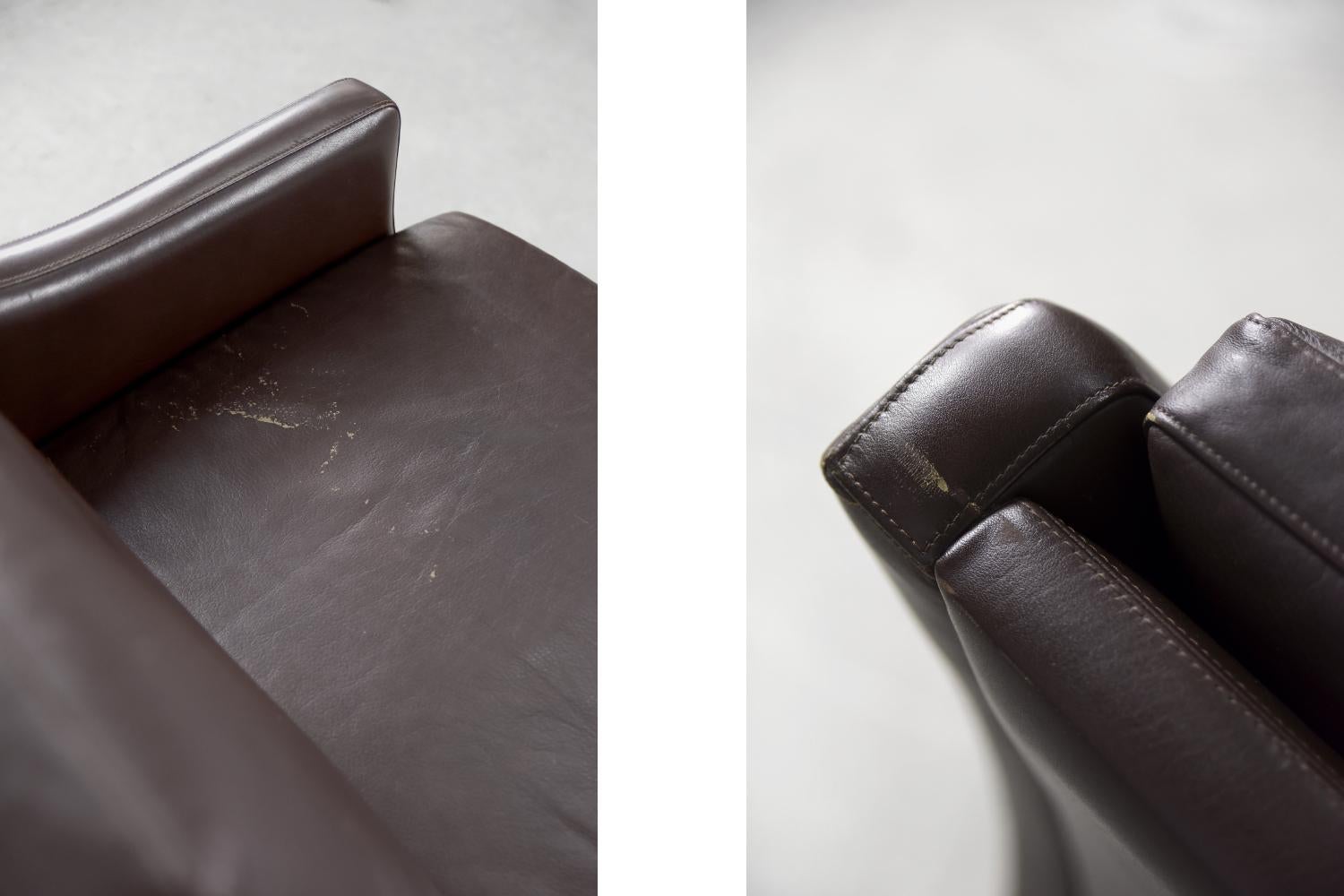 Mid-20th Century Rare Mid-Century Modern Vintage Danish 3-seater Chocolate Leather Sofa, 1960s For Sale