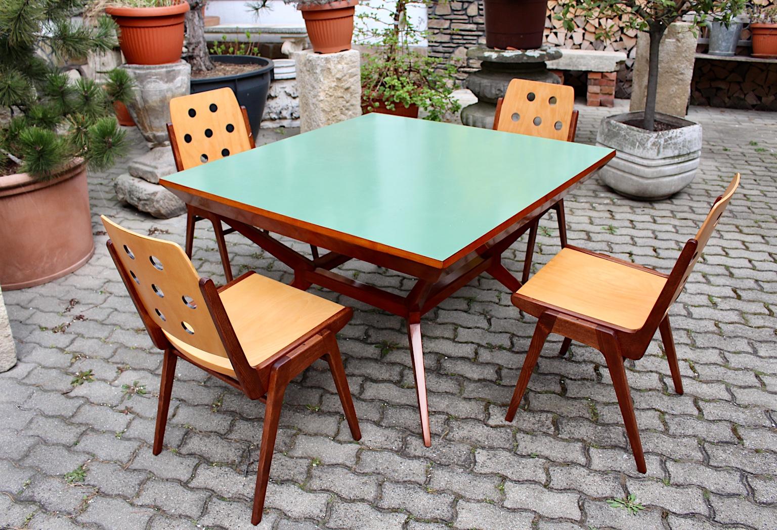 Formica Mid-Century Modern Vintage Dining Chairs and Dining Table Franz Schuster, 1950s