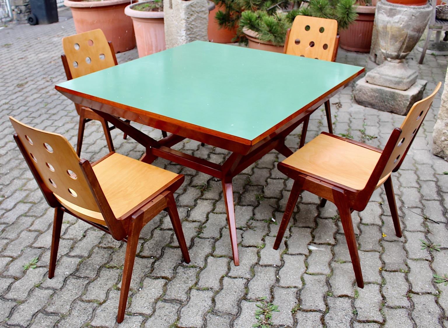 Mid-Century Modern Vintage Dining Chairs and Dining Table Franz Schuster, 1950s 1