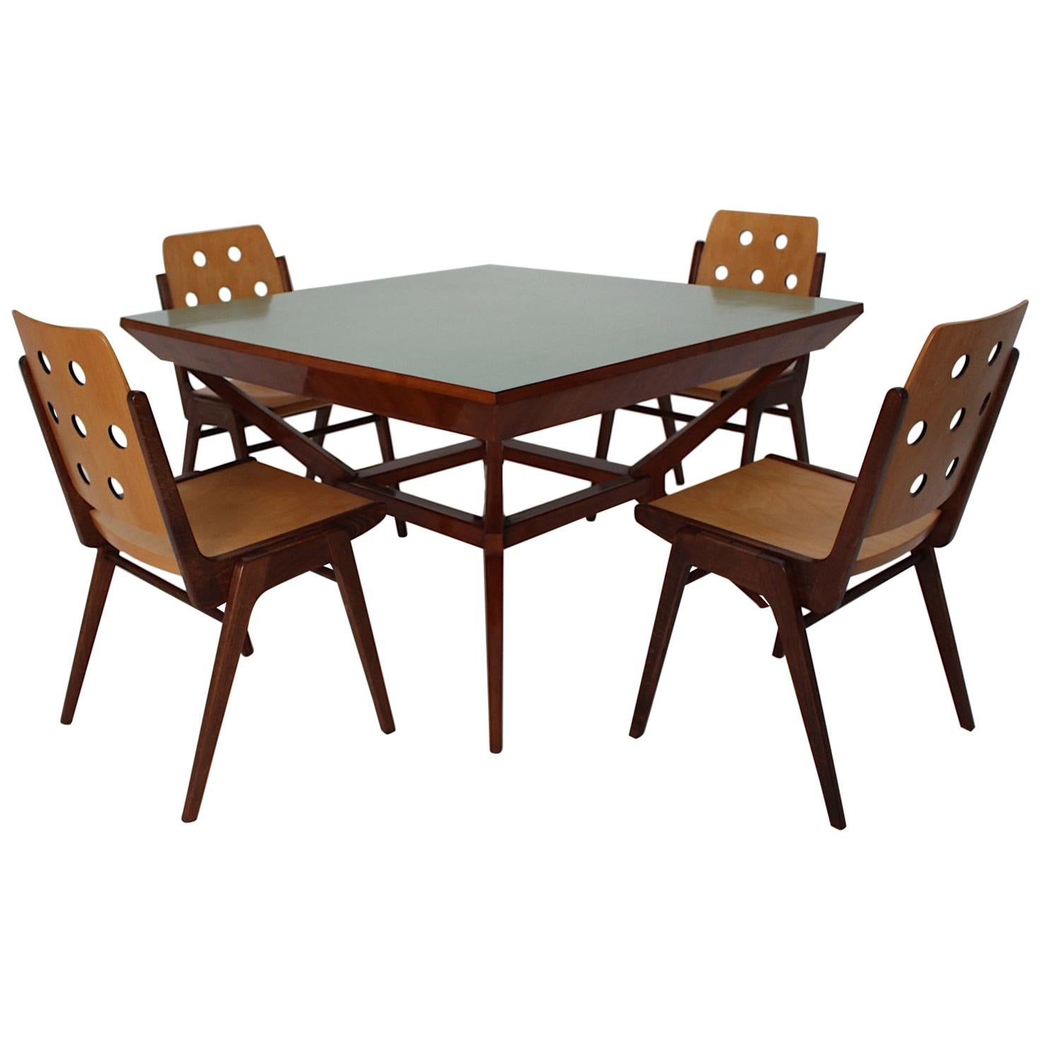 Mid-Century Modern Vintage Dining Chairs and Dining Table Franz Schuster, 1950s