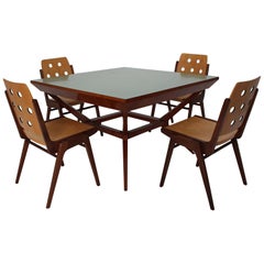 Mid-Century Modern Vintage Dining Chairs and Dining Table Franz Schuster, 1950s