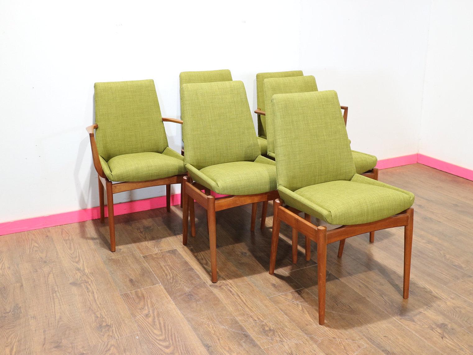 Mid Century Modern Vintage Dining Chairs x 6 by Archie Shine Danish Style 5