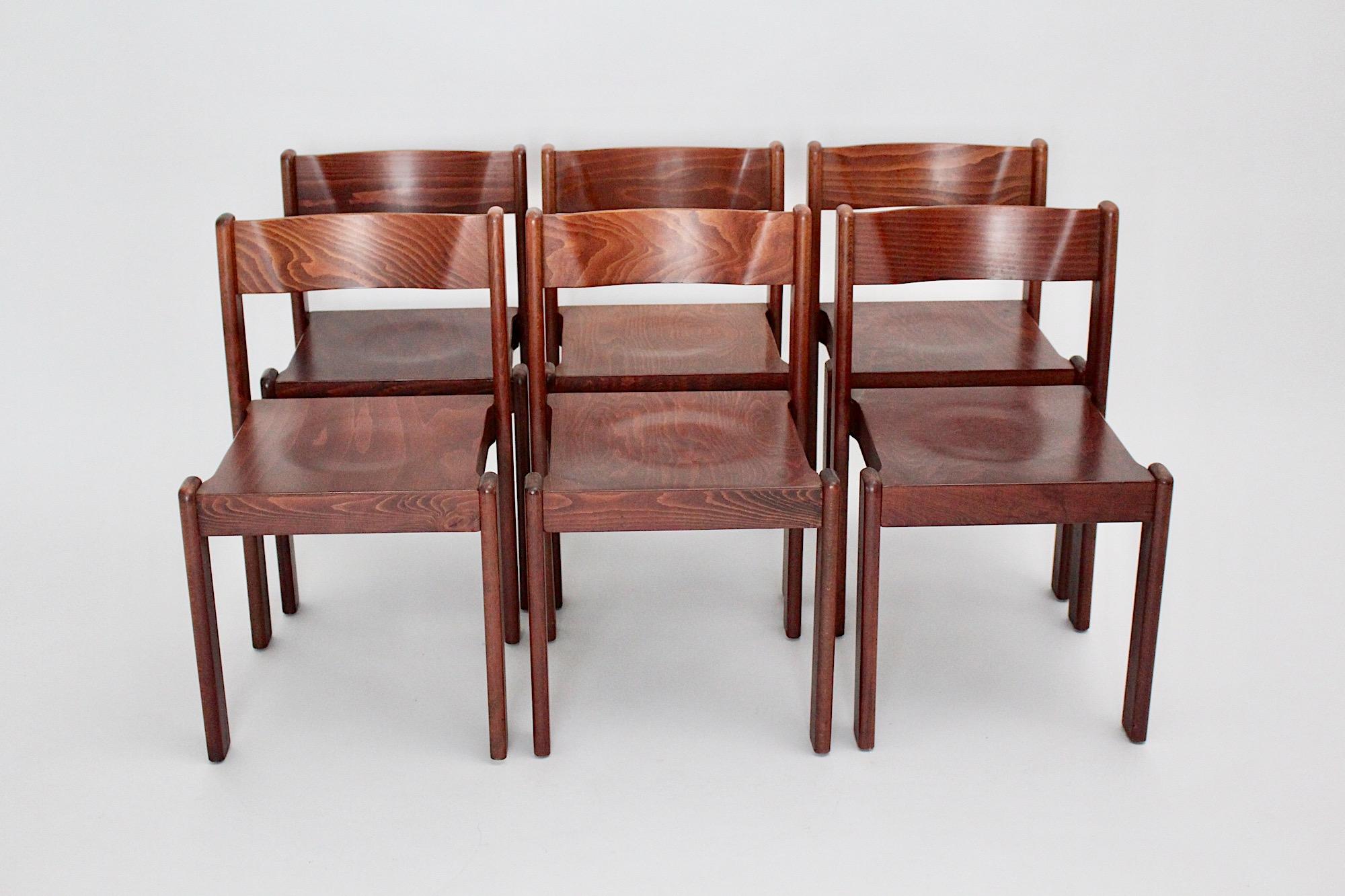 Mid Century Modern Vintage Dining Room Chairs Chocolate Brown Nineteen 1970 For Sale 2