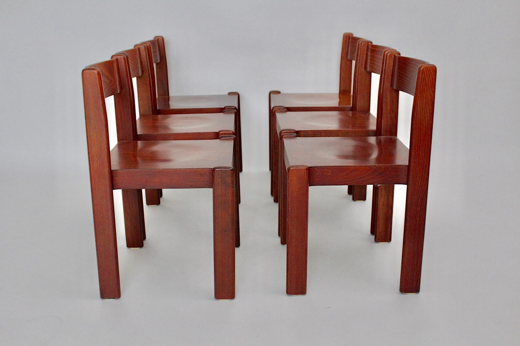 Mid Century Modern Vintage Dining Room Chairs Chocolate Brown Nineteen 1970 For Sale 4
