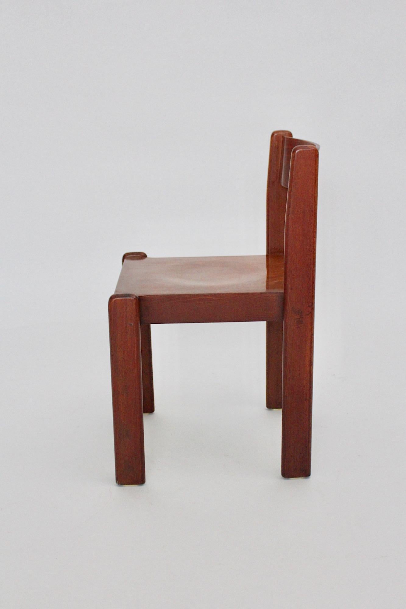 Italian Mid Century Modern Vintage Dining Room Chairs Chocolate Brown Nineteen 1970 For Sale
