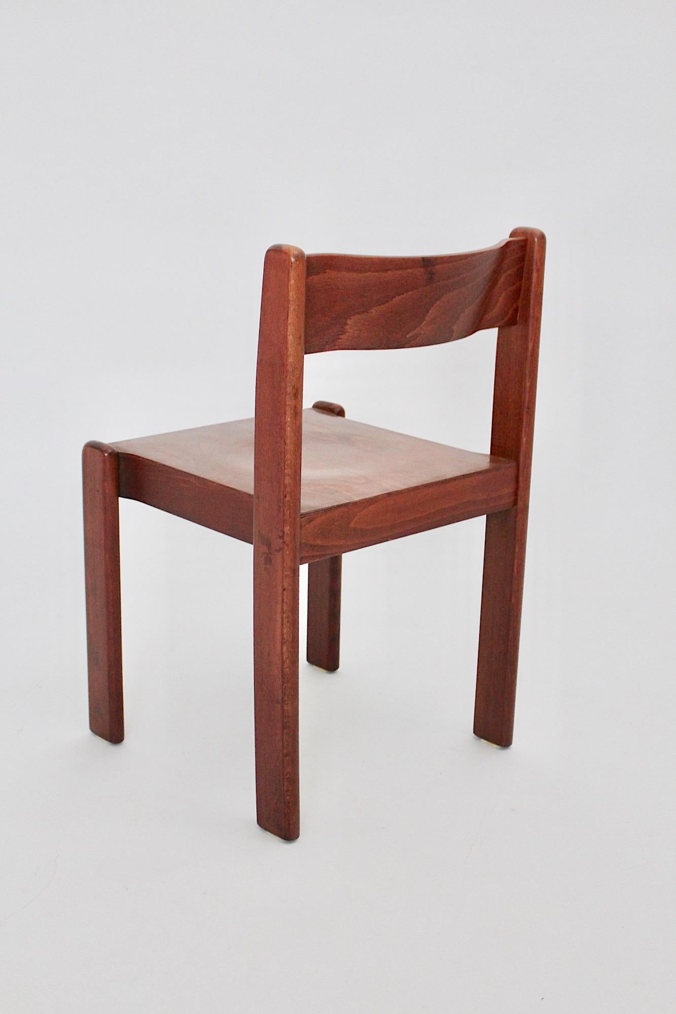 Lacquered Mid Century Modern Vintage Dining Room Chairs Chocolate Brown Nineteen 1970 For Sale