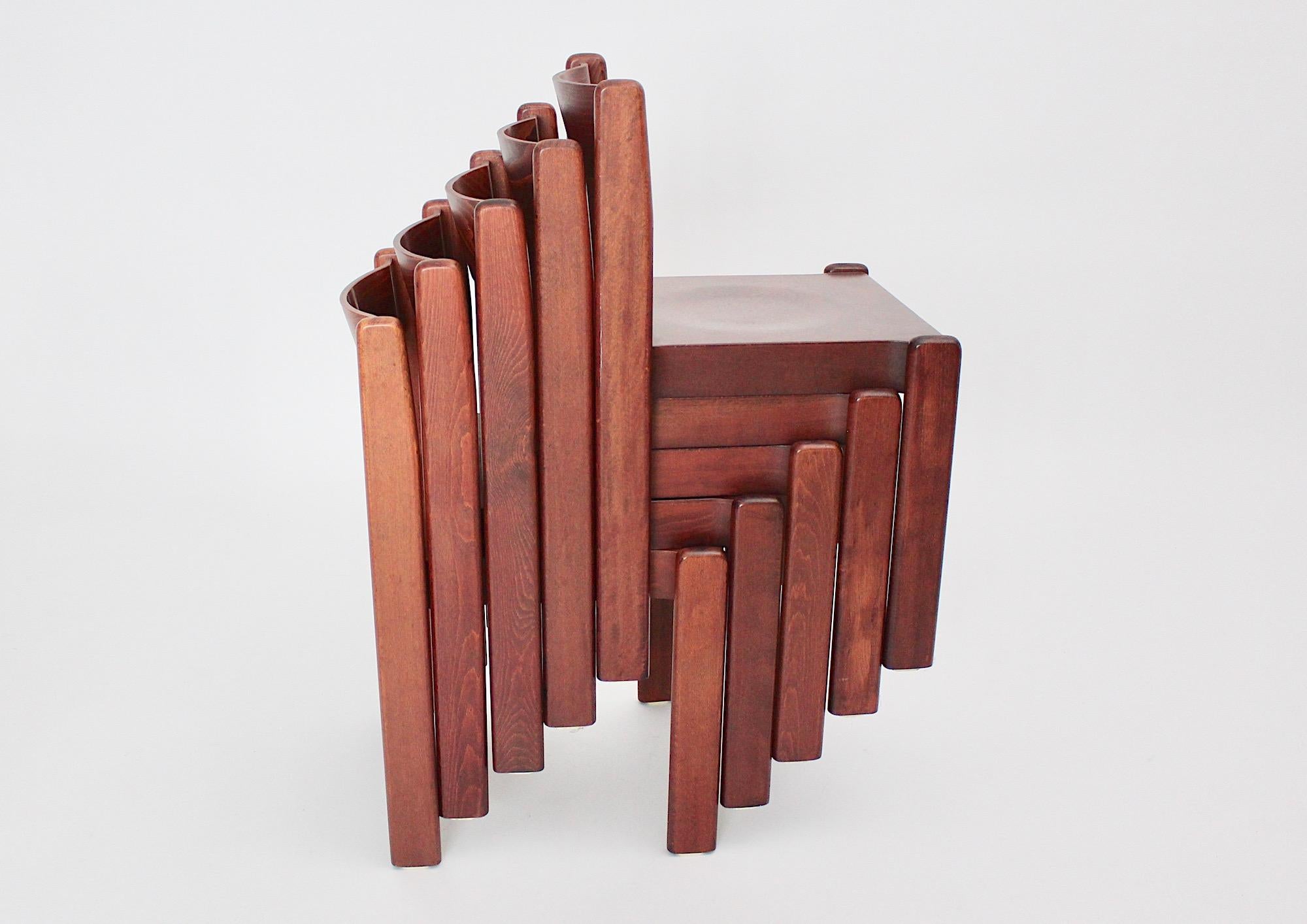 Late 20th Century Mid Century Modern Vintage Dining Room Chairs Chocolate Brown Nineteen 1970 For Sale
