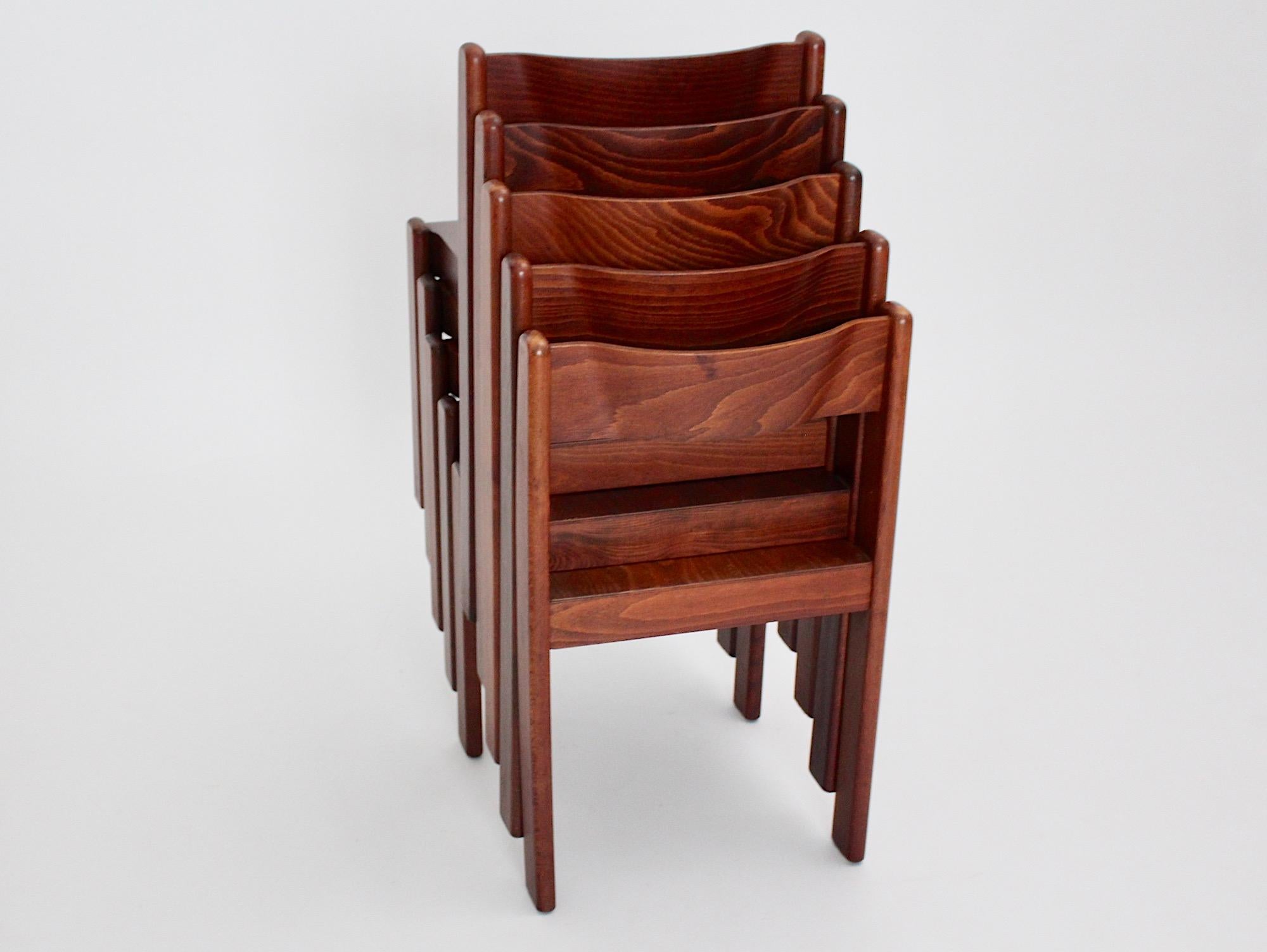 Mid Century Modern Vintage Dining Room Chairs Chocolate Brown Nineteen 1970 For Sale 1