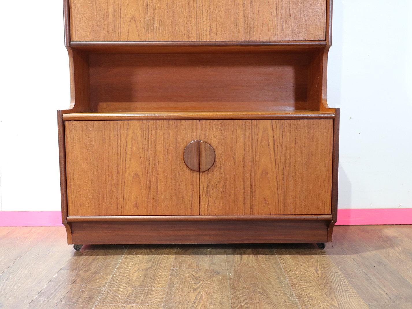 British Mid Century Modern Vintage Display China Cabinet Bookcase by Portwood