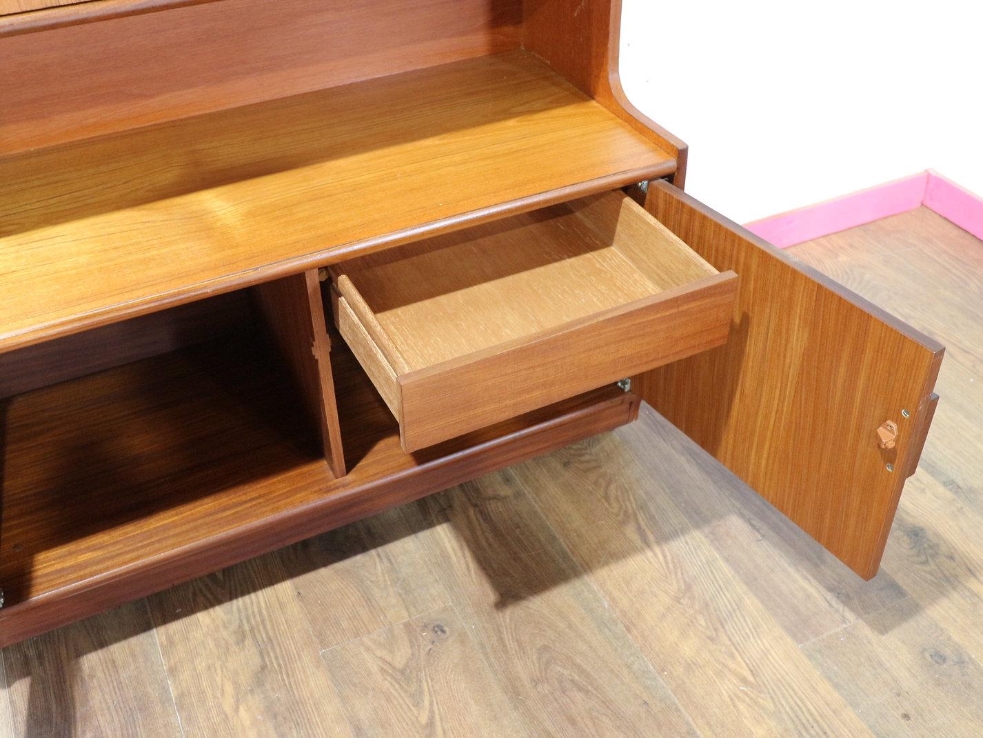 Teak Mid Century Modern Vintage Display China Cabinet Bookcase by Portwood