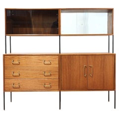Mid Century Modern Vintage Display China Cabinet Credenza Room Divider by Vanson