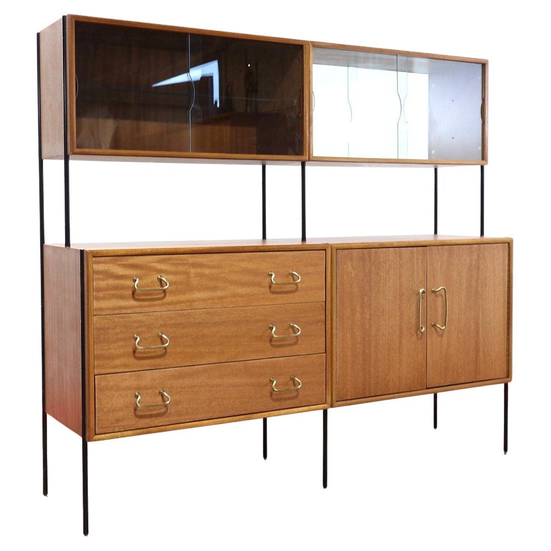 Mid Century Modern Vintage Display China Cabinet Credenza Room Divider by Vanson For Sale