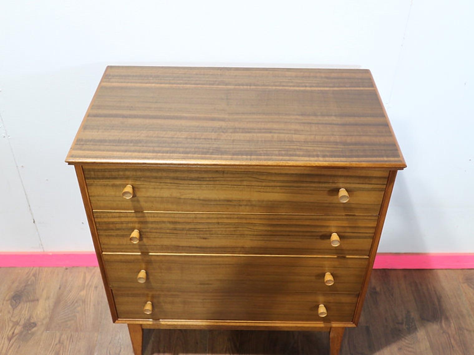 Mid Century Modern Vintage Dresser Chest of Drawers by Alfred Cox Danish Style In Good Condition For Sale In Los Angeles, CA