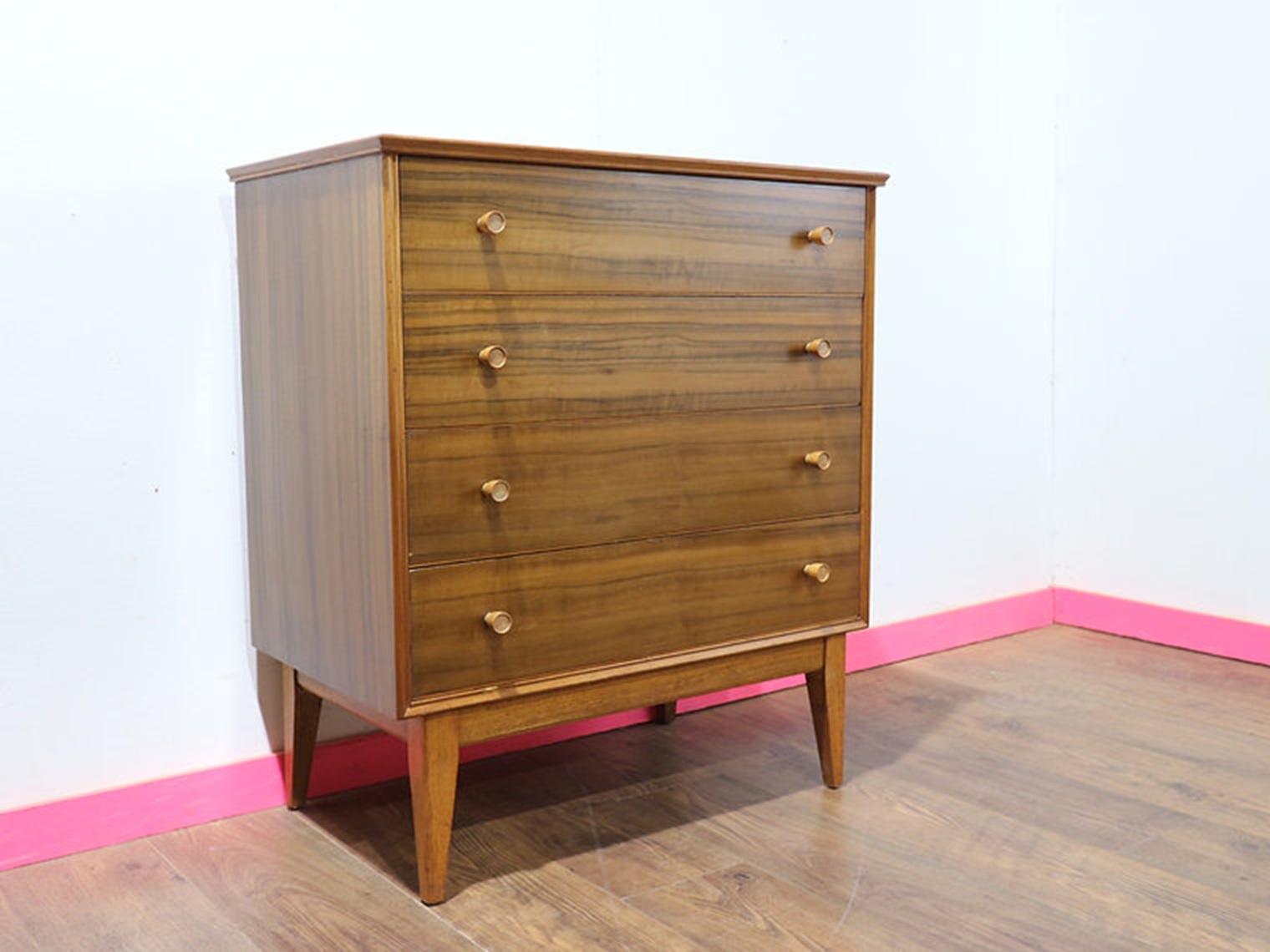 20th Century Mid Century Modern Vintage Dresser Chest of Drawers by Alfred Cox Danish Style For Sale