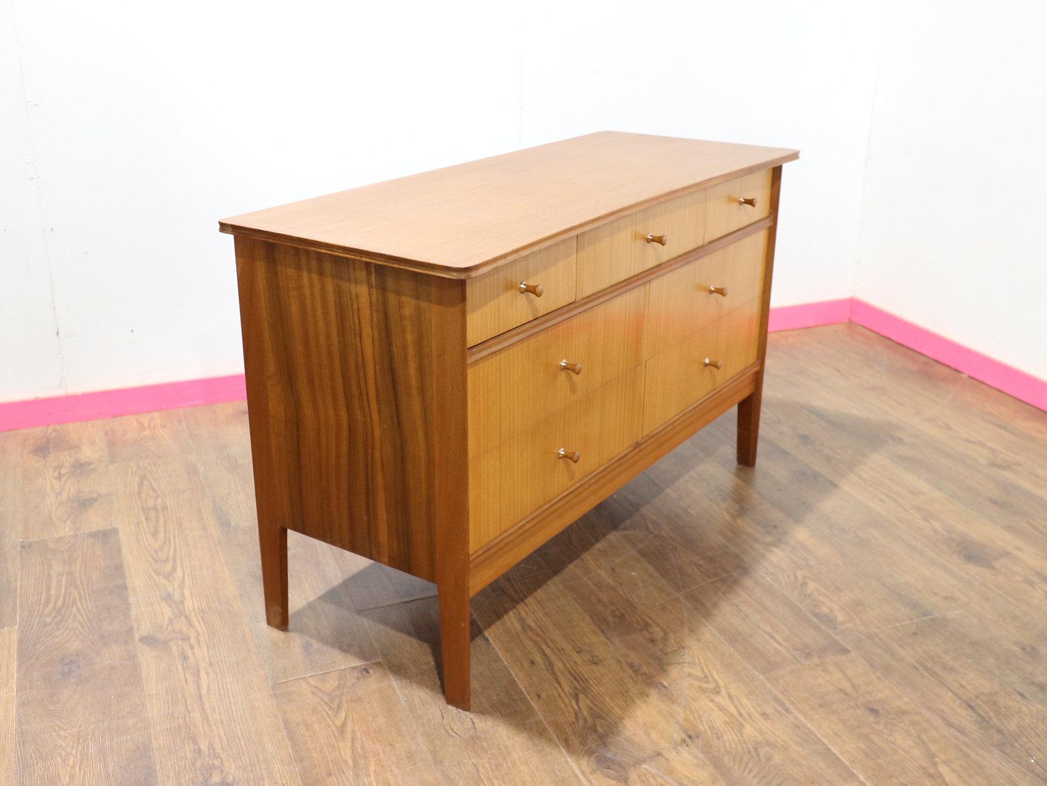 Mid Century Modern Vintage Dresser Chest oof Drawers by Avalon Danish Style For Sale 4