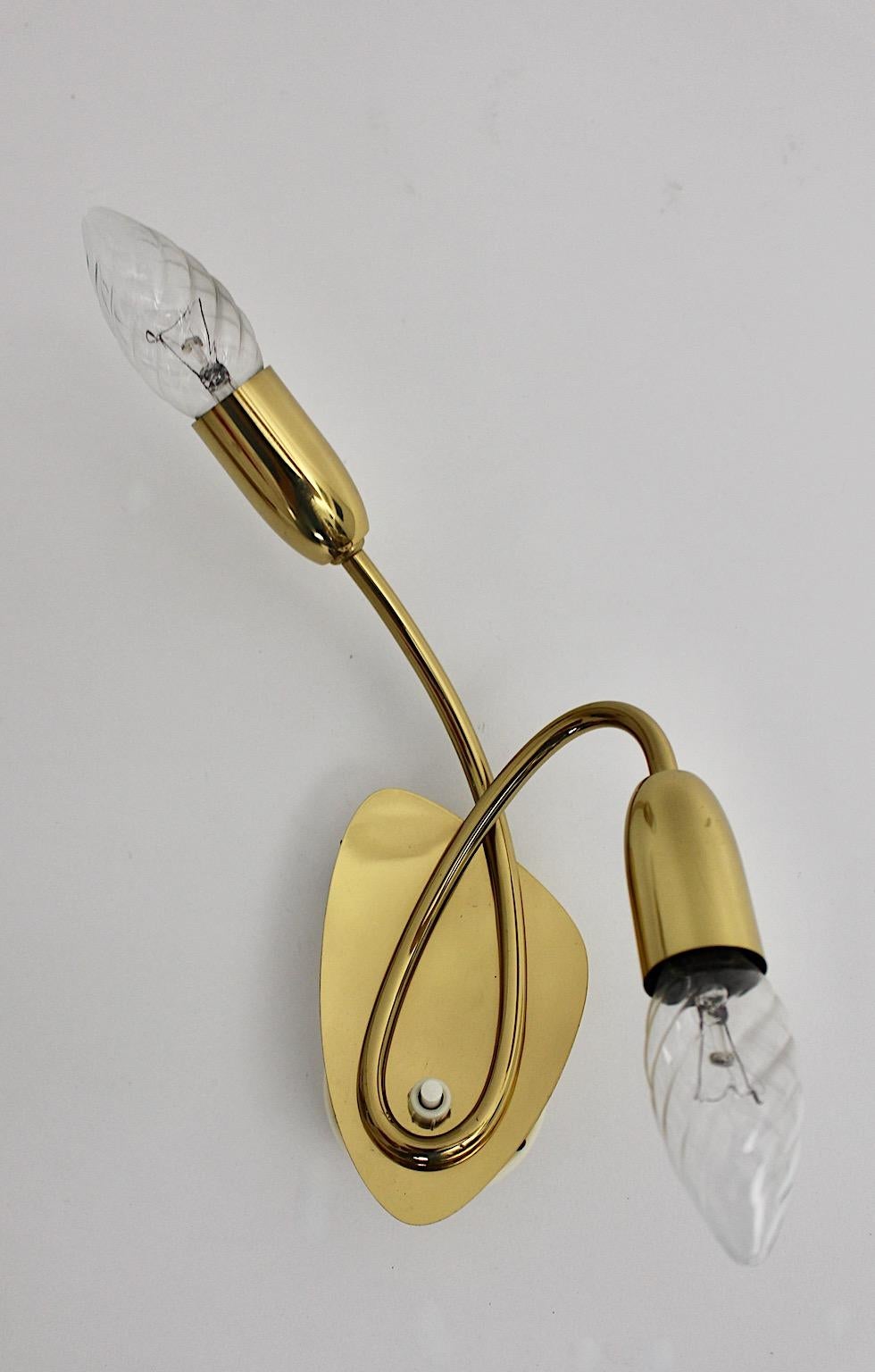 Mid Century Modern Vintage Duo Pair Brass Sconce 1950s For Sale 7