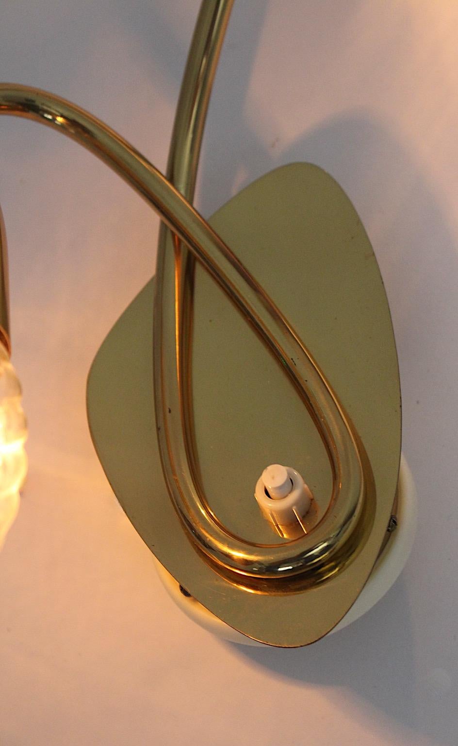Mid Century Modern Vintage Duo Pair Brass Sconce 1950s For Sale 9