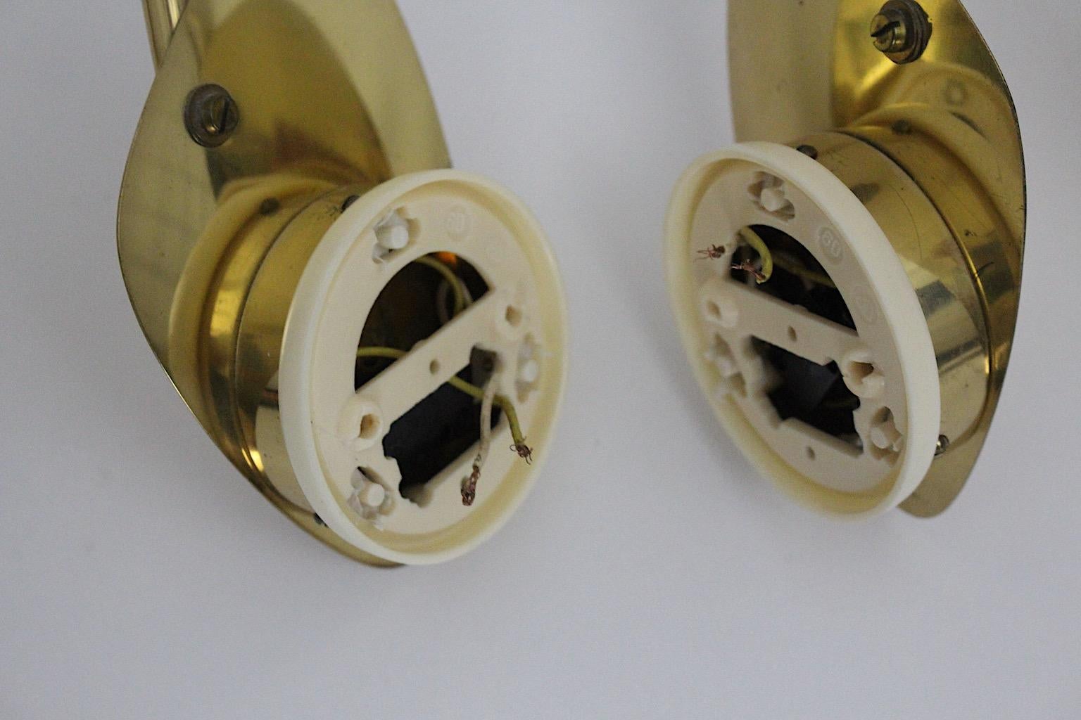 Mid Century Modern Vintage Duo Pair Brass Sconce 1950s For Sale 10